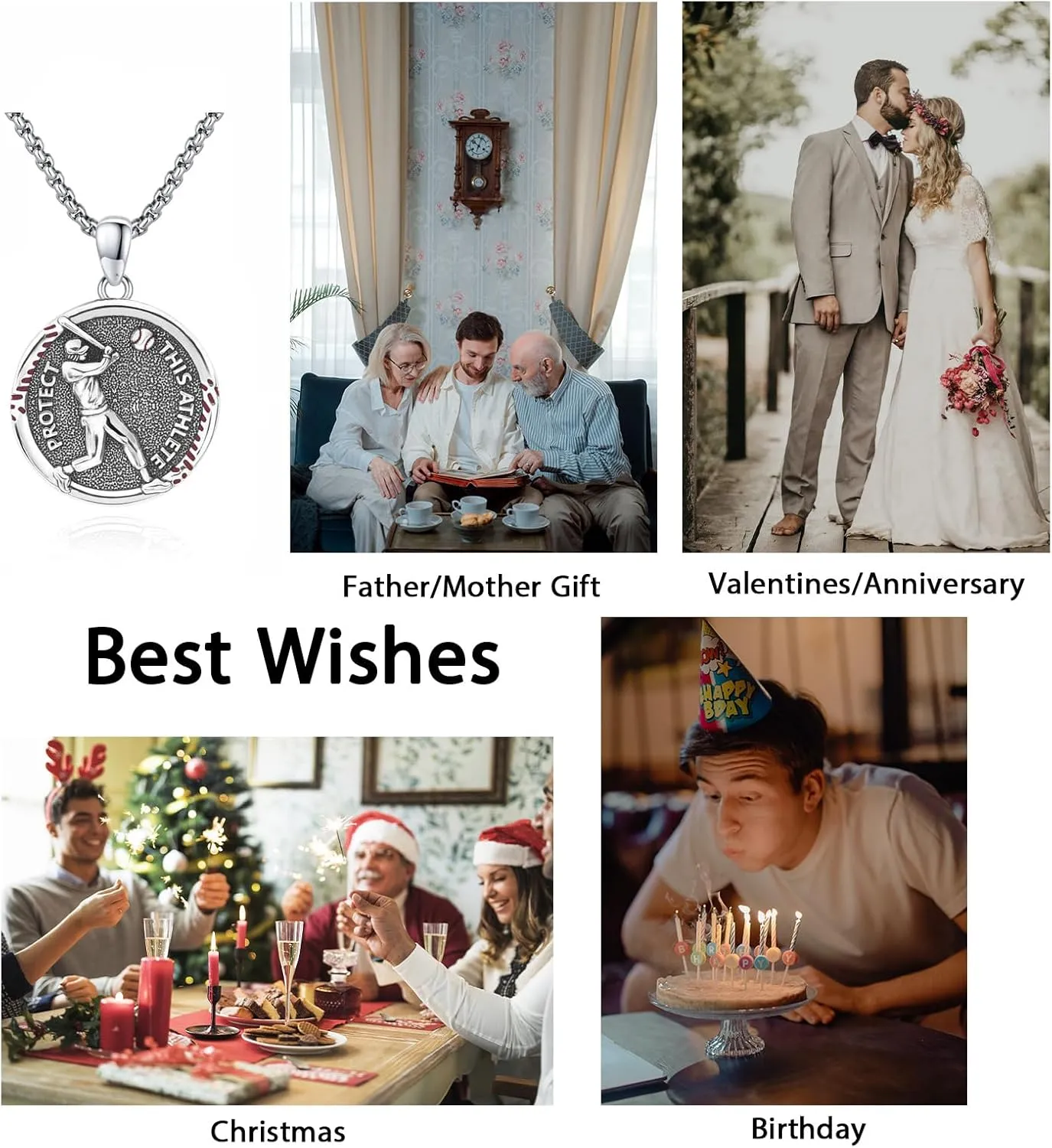 925 Sterling Silver Athlete Protect Pendant Sport Necklace with Stainless Steel Chain