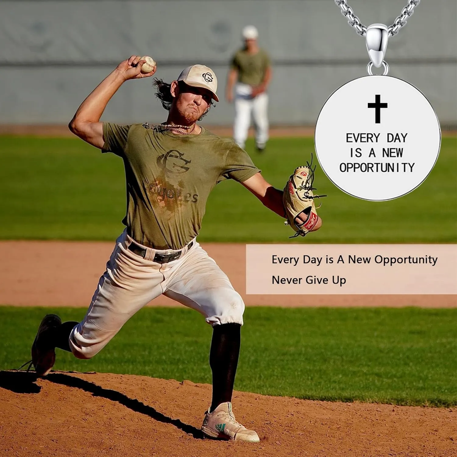 925 Sterling Silver Athlete Protect Pendant Sport Necklace with Stainless Steel Chain
