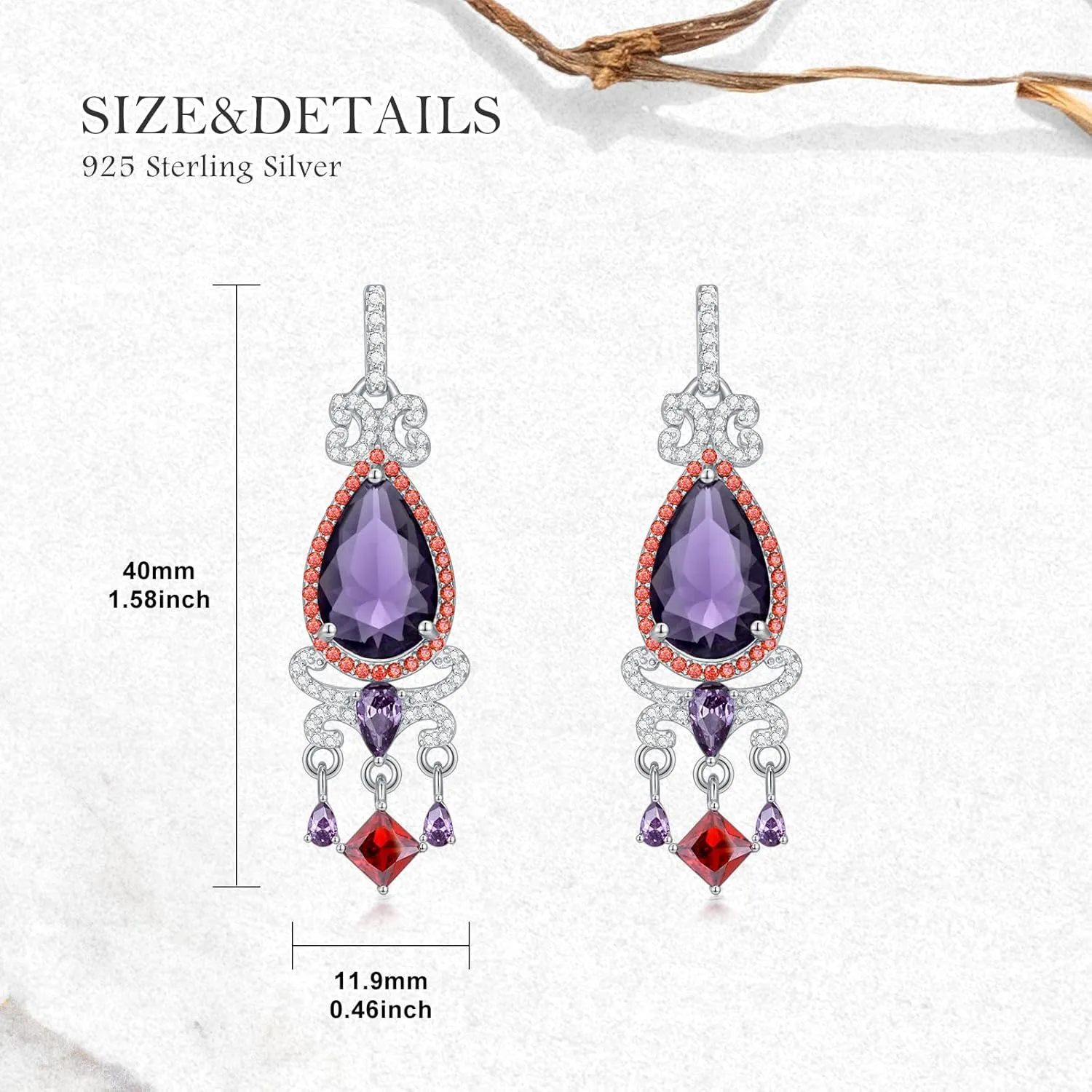 925 Sterling Silver Colorful Chandelier Teardrop Dangle Earrings Statement Flower Stud Earrings for Women Party Prom