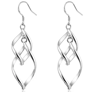 925 Sterling Silver Dangle Earrings Elegant Double Hoops Earrings Handmade Hypoallergenic Infinity Earrings for Women Trendy