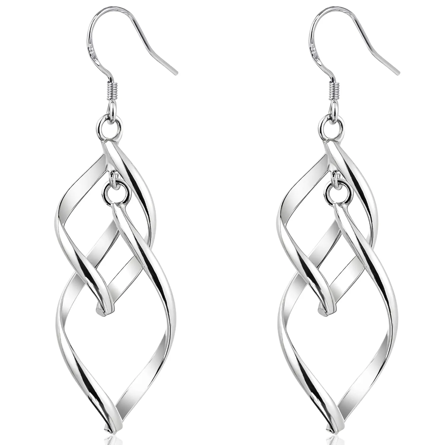 925 Sterling Silver Dangle Earrings Elegant Double Hoops Earrings Handmade Hypoallergenic Infinity Earrings for Women Trendy