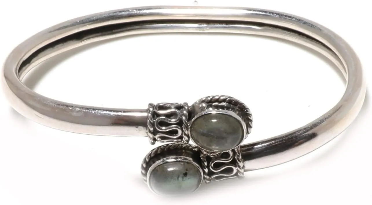 925 Sterling Silver Handmade Gemstone Cuff Bracelet Unique Artisan Design Fashionable Statement Adjustable Jewelry for Women Ideal Gifts
