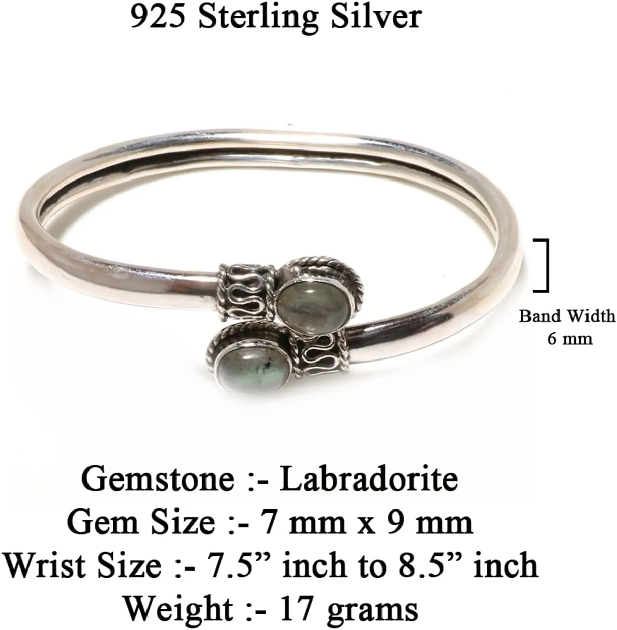 925 Sterling Silver Handmade Gemstone Cuff Bracelet Unique Artisan Design Fashionable Statement Adjustable Jewelry for Women Ideal Gifts