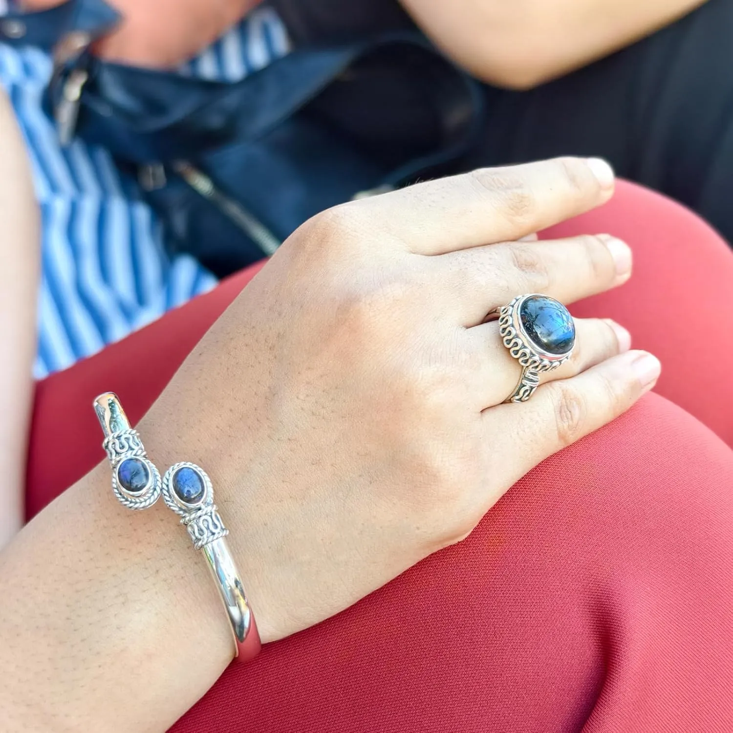 925 Sterling Silver Handmade Gemstone Cuff Bracelet Unique Artisan Design Fashionable Statement Adjustable Jewelry for Women Ideal Gifts