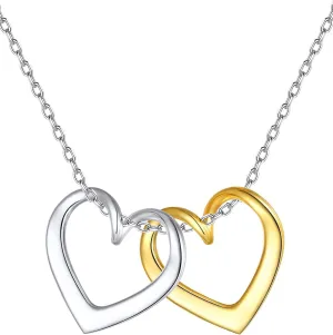 925 Sterling Silver Heart Pendant Necklaces,18K Gold Short Heart Necklaces Jewelry Collection Love Open Heart Chain Necklace Anniversary Birthday Gifts for Wife,Jewelry Gift for Women Mom Girlfriend Girls Her (16" 2")
