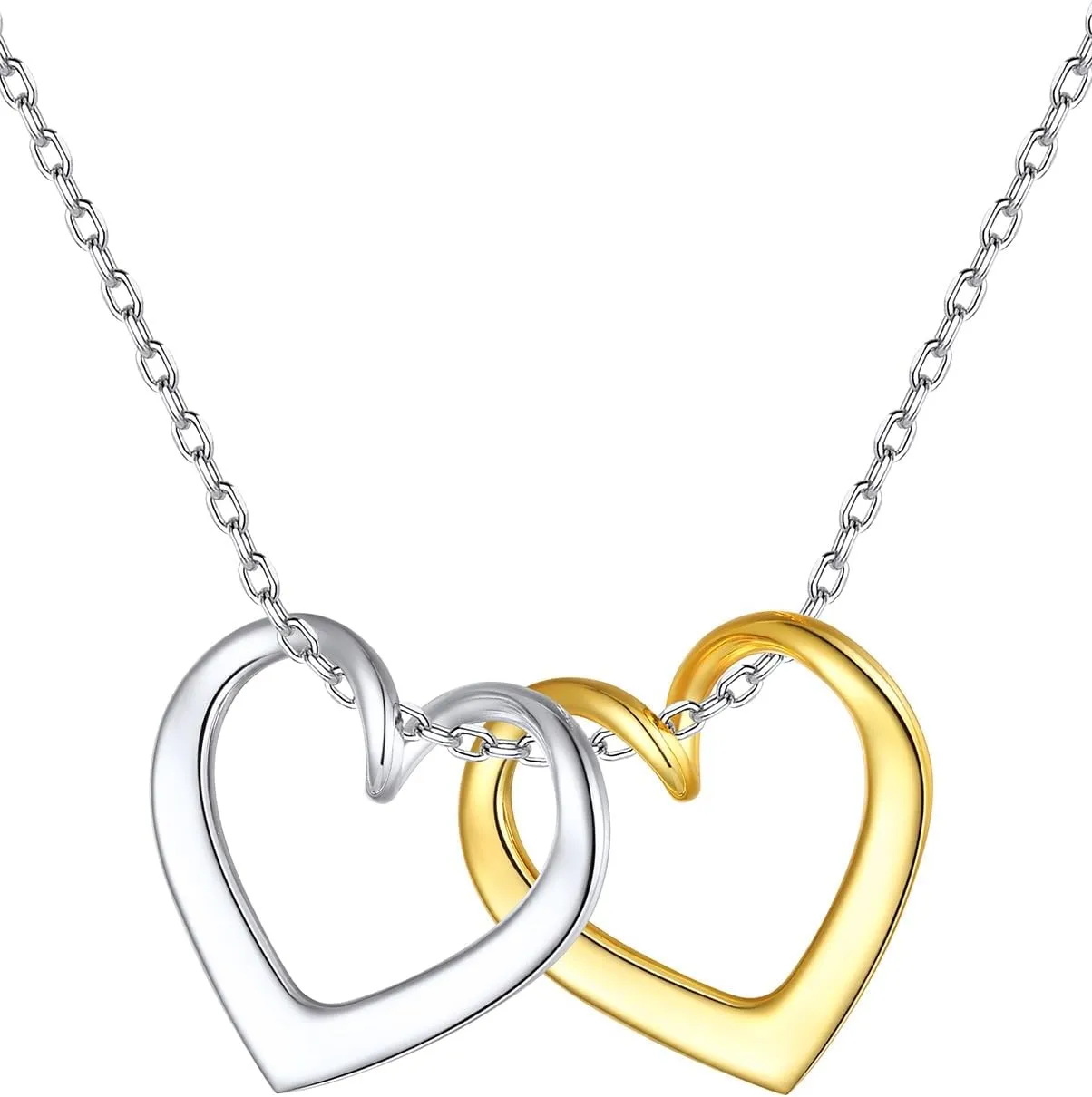 925 Sterling Silver Heart Pendant Necklaces,18K Gold Short Heart Necklaces Jewelry Collection Love Open Heart Chain Necklace Anniversary Birthday Gifts for Wife,Jewelry Gift for Women Mom Girlfriend Girls Her (16" 2")