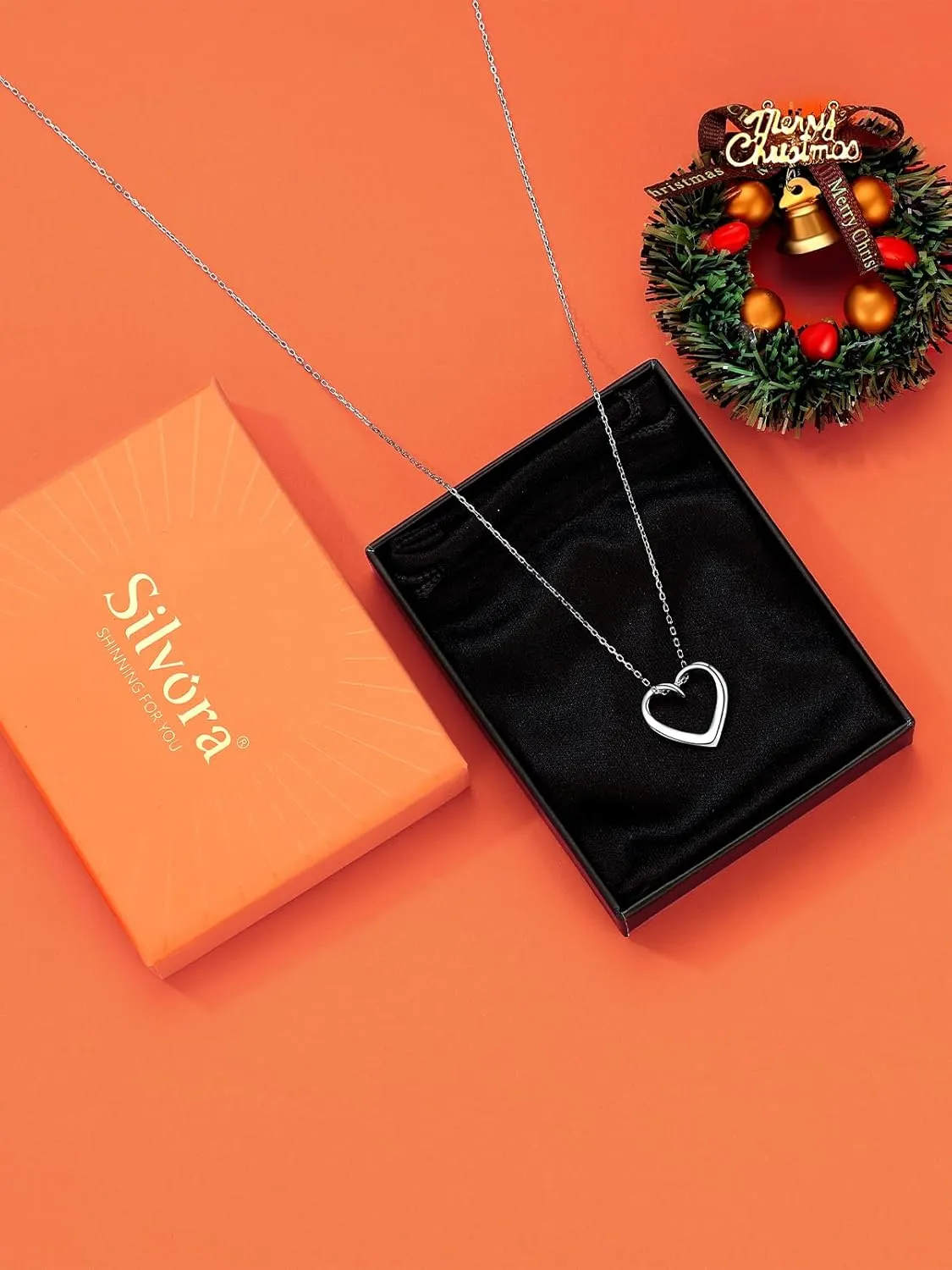 925 Sterling Silver Heart Pendant Necklaces,18K Gold Short Heart Necklaces Jewelry Collection Love Open Heart Chain Necklace Anniversary Birthday Gifts for Wife,Jewelry Gift for Women Mom Girlfriend Girls Her (16" 2")