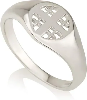 925 Sterling Silver Ring Jerusalem Cross Symbol Of Christ Richly Decorated 0.24" Holyland Jewish Hebrew Kabbalah Art Israel Gifts Handmade Jewelry Rare Unique Bible Blessings Spiritual