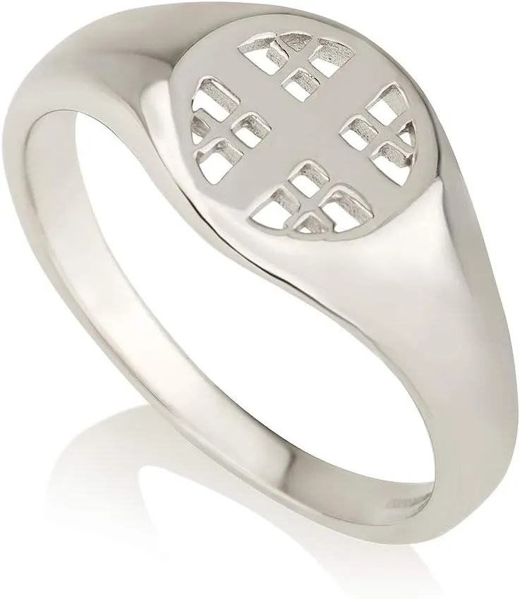 925 Sterling Silver Ring Jerusalem Cross Symbol Of Christ Richly Decorated 0.24" Holyland Jewish Hebrew Kabbalah Art Israel Gifts Handmade Jewelry Rare Unique Bible Blessings Spiritual