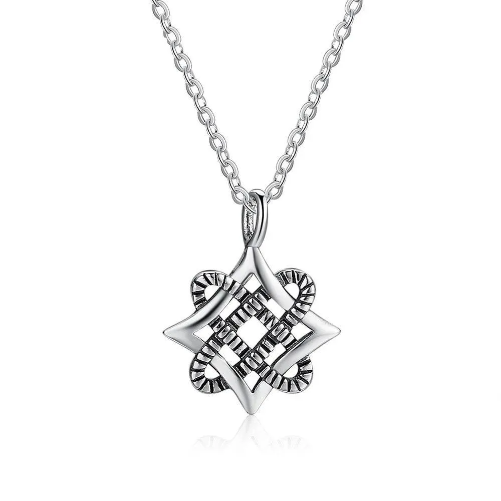 925 Sterling Silver Vintage Art Design Pendant Necklace, Fashion Party