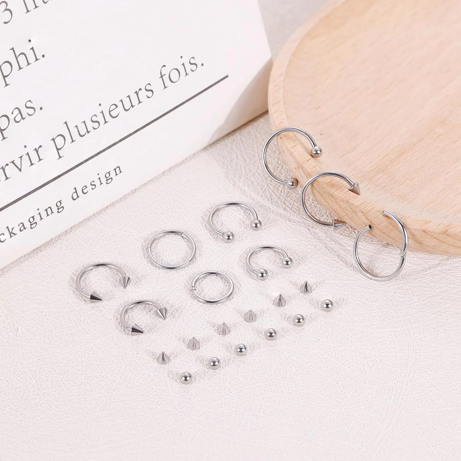 9Pcs 14G 16G 18G 20G Surgical Steel Nose Septum Rings Horseshoe Hoop Earrings Cartilage Helix Tragus Eyebrow Lip Daith Piercing Hinged Seamless Septum Nose Ring for Women Men