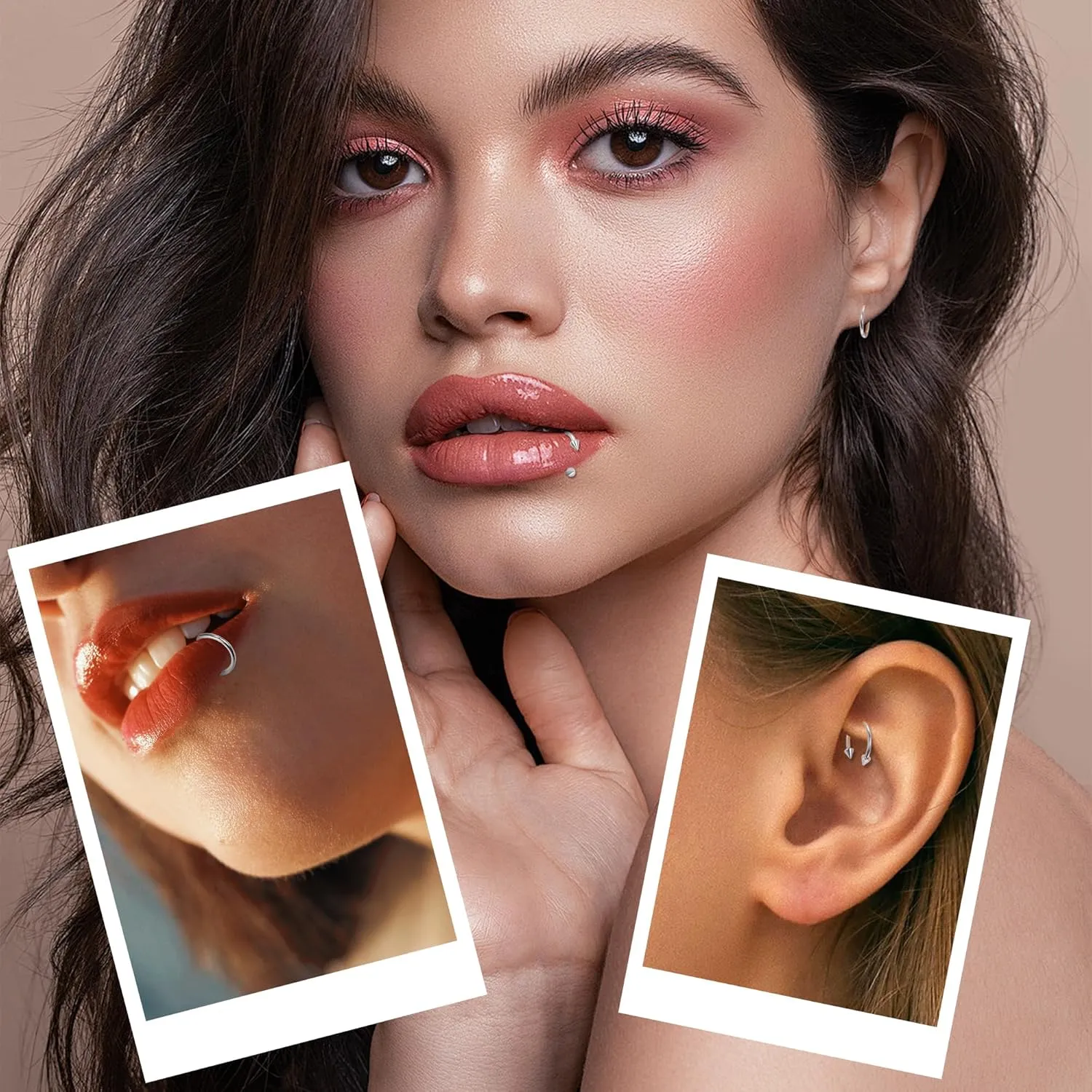9Pcs 14G 16G 18G 20G Surgical Steel Nose Septum Rings Horseshoe Hoop Earrings Cartilage Helix Tragus Eyebrow Lip Daith Piercing Hinged Seamless Septum Nose Ring for Women Men