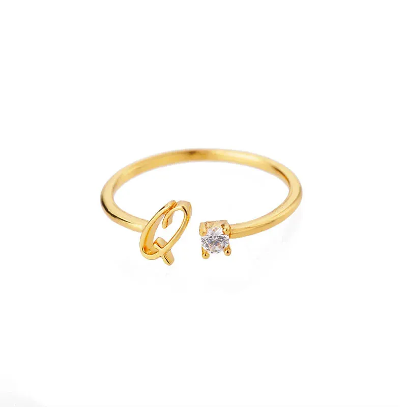 A-Z Initial Rings for Women Open Adjustable Stainless Steel Wedding Ring 2024 Trend Gold Color Couple Jewelry Accessories Gift
