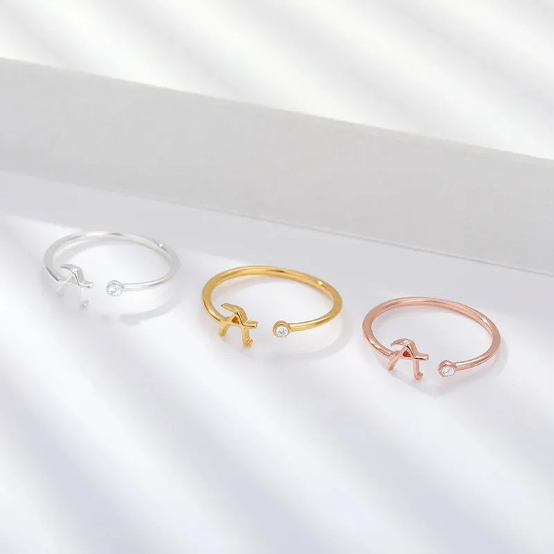 A-Z Initial Rings for Women Open Adjustable Stainless Steel Wedding Ring 2024 Trend Gold Color Couple Jewelry Accessories Gift