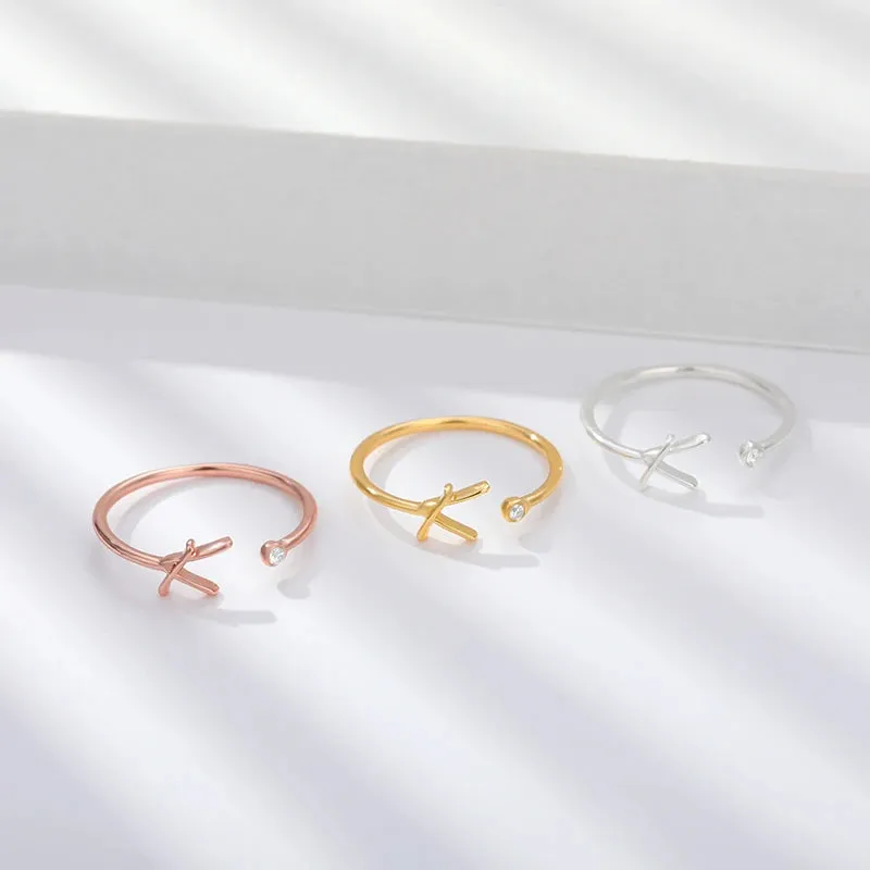 A-Z Initial Rings for Women Open Adjustable Stainless Steel Wedding Ring 2024 Trend Gold Color Couple Jewelry Accessories Gift