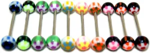 Acrylic Tongue Rings Barbells Bar 14G Flower Shape LOT of 10