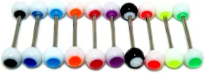 Acrylic Tongue Rings Barbells Bar 14G Round Shape LOT of 10