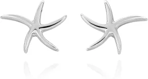 AeraVida Adorable Wavy Starfish .925 Sterling Silver Stud Earrings | Minimalist Sterling Silver Stud Earring for women | Sterfish Stud Earrings | Chic Dangle Earrings