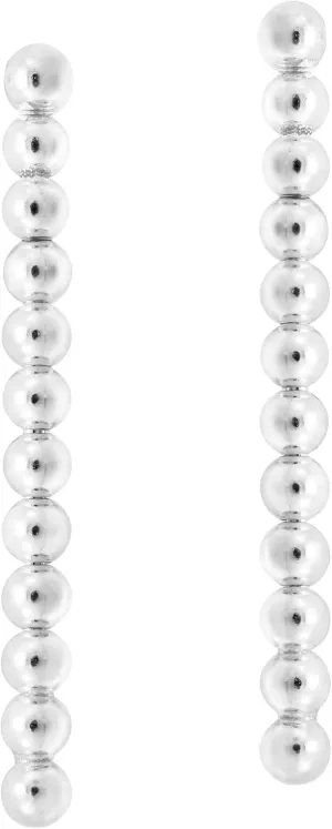 AeraVida Geometric Bead Ball Vertical Bar Sterling Silver Post Stud Earrings | Minimalist Stud Earrings for women | Bead Ball Stud Earrings | Chic Stud Earrings | Gift for Daughter