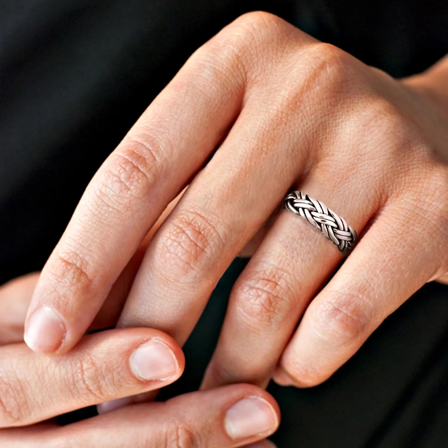 AeraVida Hand Crafted Woven Braid 7 mm Band Sterling Silver Ring | Handcrafted Sterling Silver Rings | Woven Rings for Women | Comfort Fit US Sizes 6-14