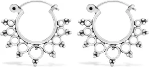 AeraVida Retro Chic Radiant Suns of .925 Sterling Silver Hollow Bali-Style Hoop Earrings | Sterling Silver Hoop Earrings | Earrings for Women | Hoop Earrings Set