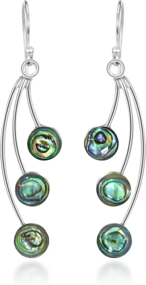 AeraVida Unique Dandelion Floating Peacock Abalone Shell .925 Sterling Silver Dangle Earrings | Chic Style Sterling Silver Dangle Earring for Women | Jewelry Gift