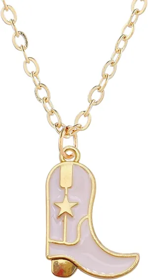 Aktully Cowgirl Boot Necklace Western Cowboy Boots Necklace 14K Gold Plated Cowboy Hat Pendant Necklace Western Trendy Jewelry for Women
