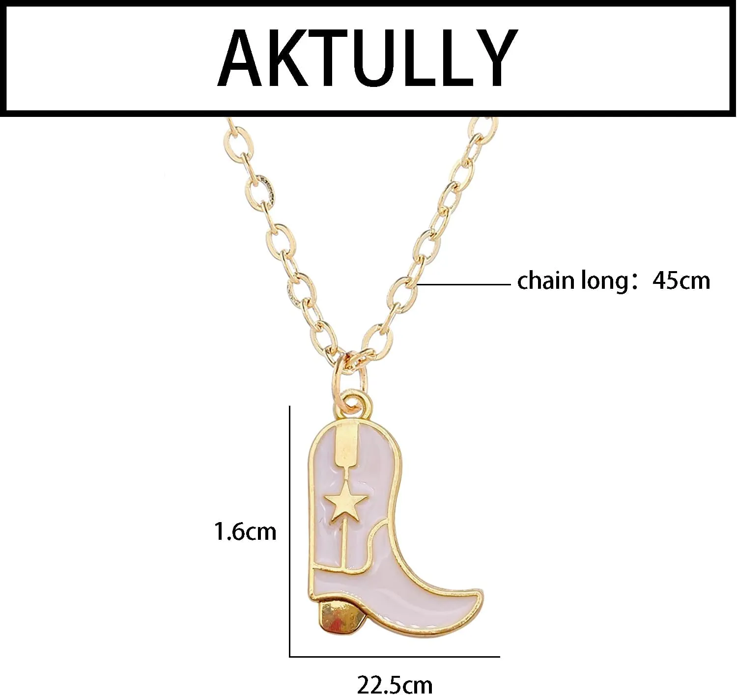 Aktully Cowgirl Boot Necklace Western Cowboy Boots Necklace 14K Gold Plated Cowboy Hat Pendant Necklace Western Trendy Jewelry for Women