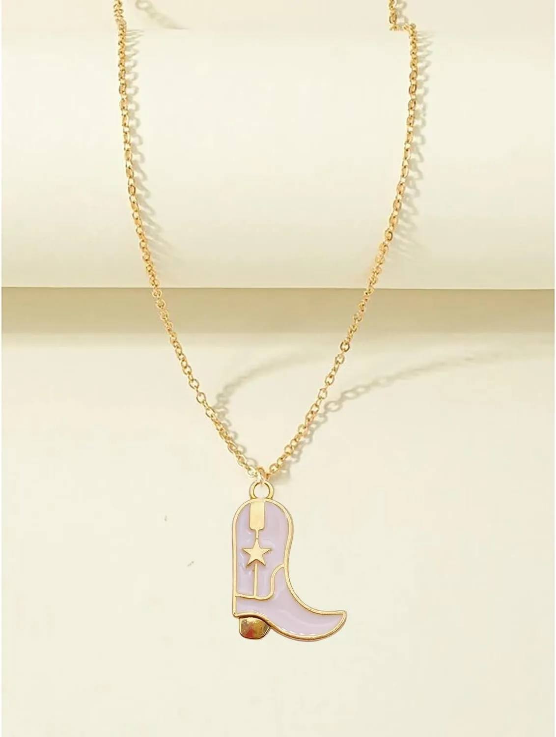 Aktully Cowgirl Boot Necklace Western Cowboy Boots Necklace 14K Gold Plated Cowboy Hat Pendant Necklace Western Trendy Jewelry for Women