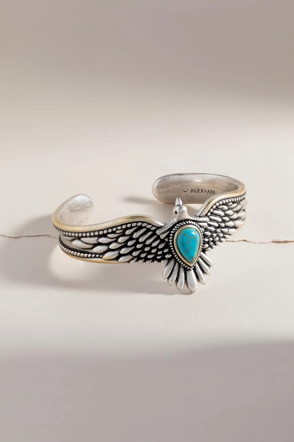 Alex and Ani Two-Tone Feather Cuff Bracelet