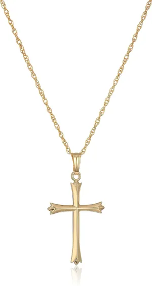 Amazon Essentials Ladies' 14k Gold Filled Polished Embossed Cross Pendant Necklace, 18
