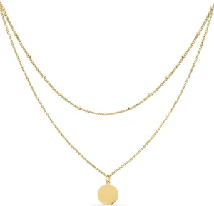 Amazon Essentials Polished Disc and Beaded Chain 2 Row Layer Necklace