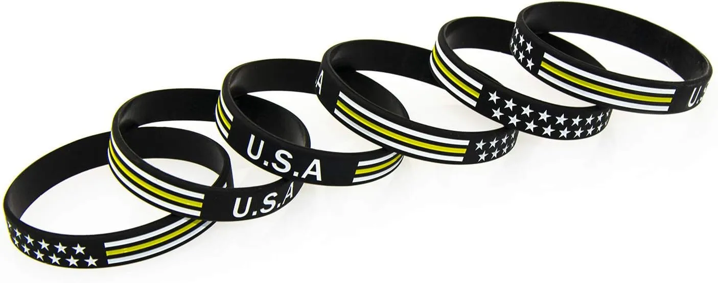 American Flag Rubber Bracelets Silicone Wristbands for Department,Officers,Veterans,American Patriots, Army fans Sport Fans Wearing and Special Gifts for Independence day