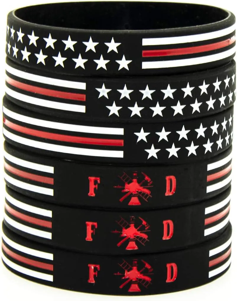 American Flag Rubber Bracelets Silicone Wristbands for Department,Officers,Veterans,American Patriots, Army fans Sport Fans Wearing and Special Gifts for Independence day