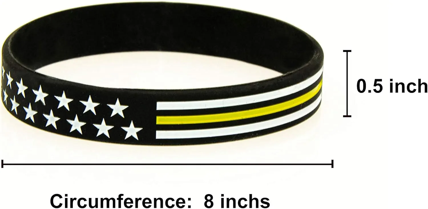 American Flag Rubber Bracelets Silicone Wristbands for Department,Officers,Veterans,American Patriots, Army fans Sport Fans Wearing and Special Gifts for Independence day