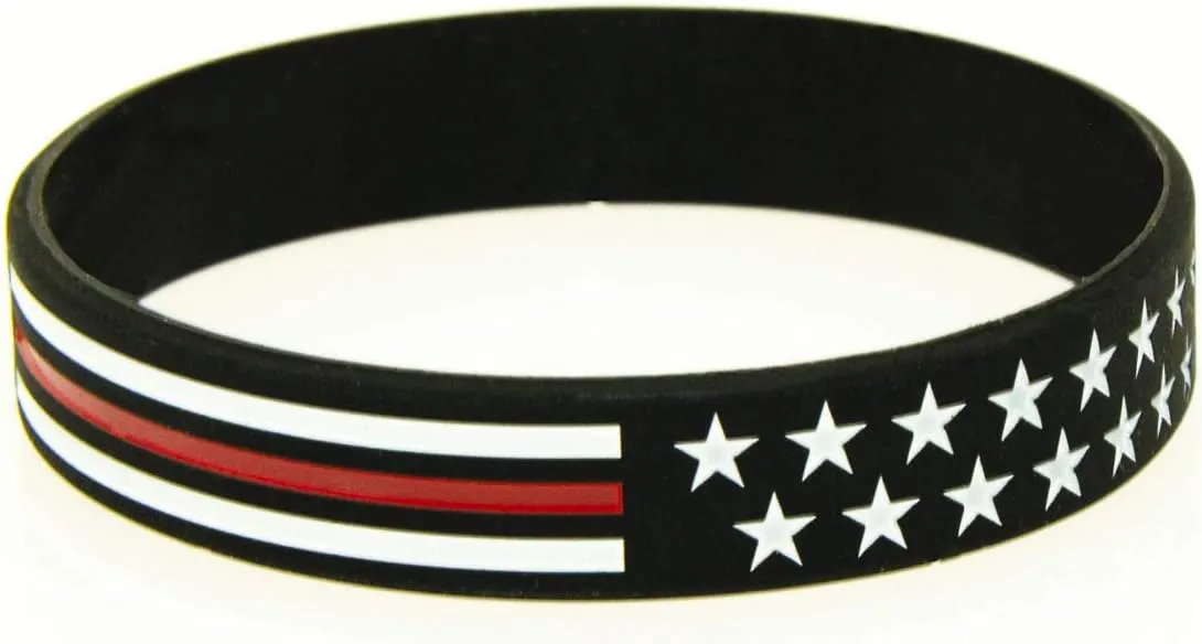 American Flag Rubber Bracelets Silicone Wristbands for Department,Officers,Veterans,American Patriots, Army fans Sport Fans Wearing and Special Gifts for Independence day