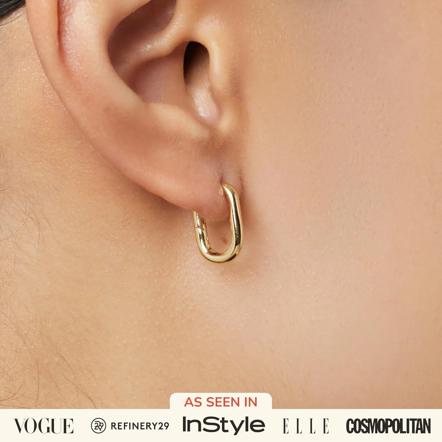 Ana Luisa Rox Rectangle Hoop Earrings for Women - Chic Small & Mini 14K Gold Plated Hoop Trendy Earrings & Silver Rhodium Plated Huggie Hoops - Hypoallergenic Tarnish-Free Water-Resistant Huggie Hoops