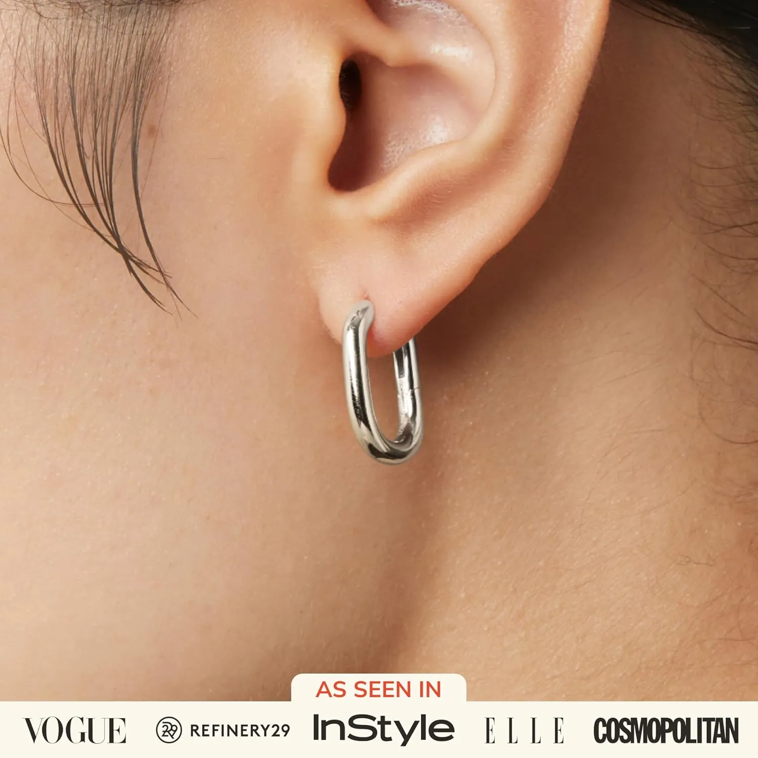 Ana Luisa Rox Rectangle Hoop Earrings for Women - Chic Small & Mini 14K Gold Plated Hoop Trendy Earrings & Silver Rhodium Plated Huggie Hoops - Hypoallergenic Tarnish-Free Water-Resistant Huggie Hoops