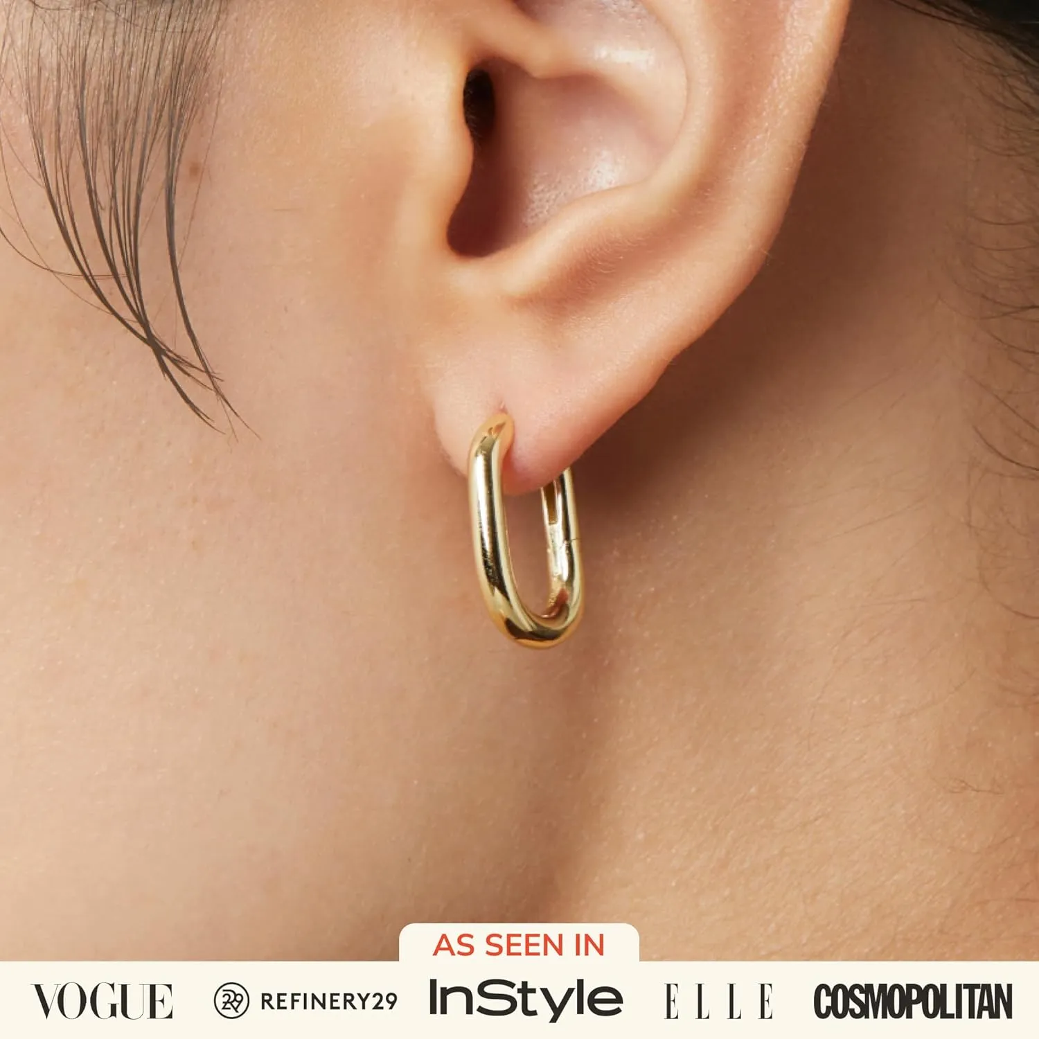 Ana Luisa Rox Rectangle Hoop Earrings for Women - Chic Small & Mini 14K Gold Plated Hoop Trendy Earrings & Silver Rhodium Plated Huggie Hoops - Hypoallergenic Tarnish-Free Water-Resistant Huggie Hoops