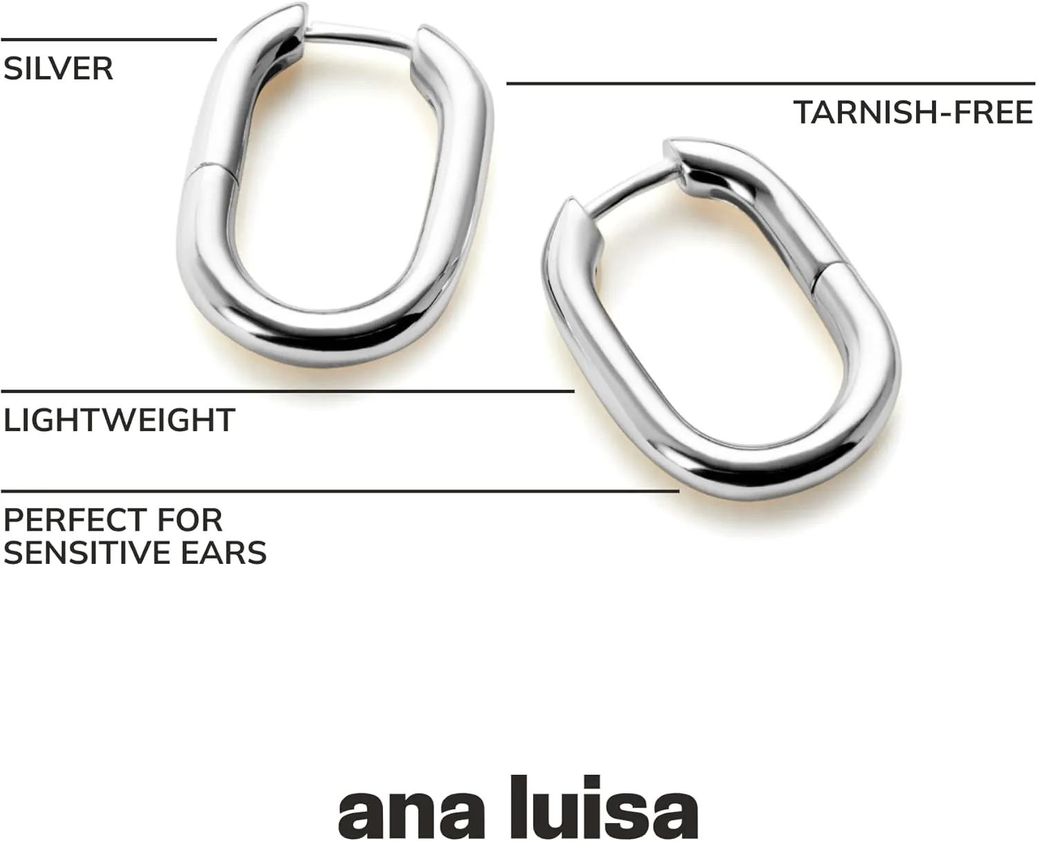 Ana Luisa Rox Rectangle Hoop Earrings for Women - Chic Small & Mini 14K Gold Plated Hoop Trendy Earrings & Silver Rhodium Plated Huggie Hoops - Hypoallergenic Tarnish-Free Water-Resistant Huggie Hoops