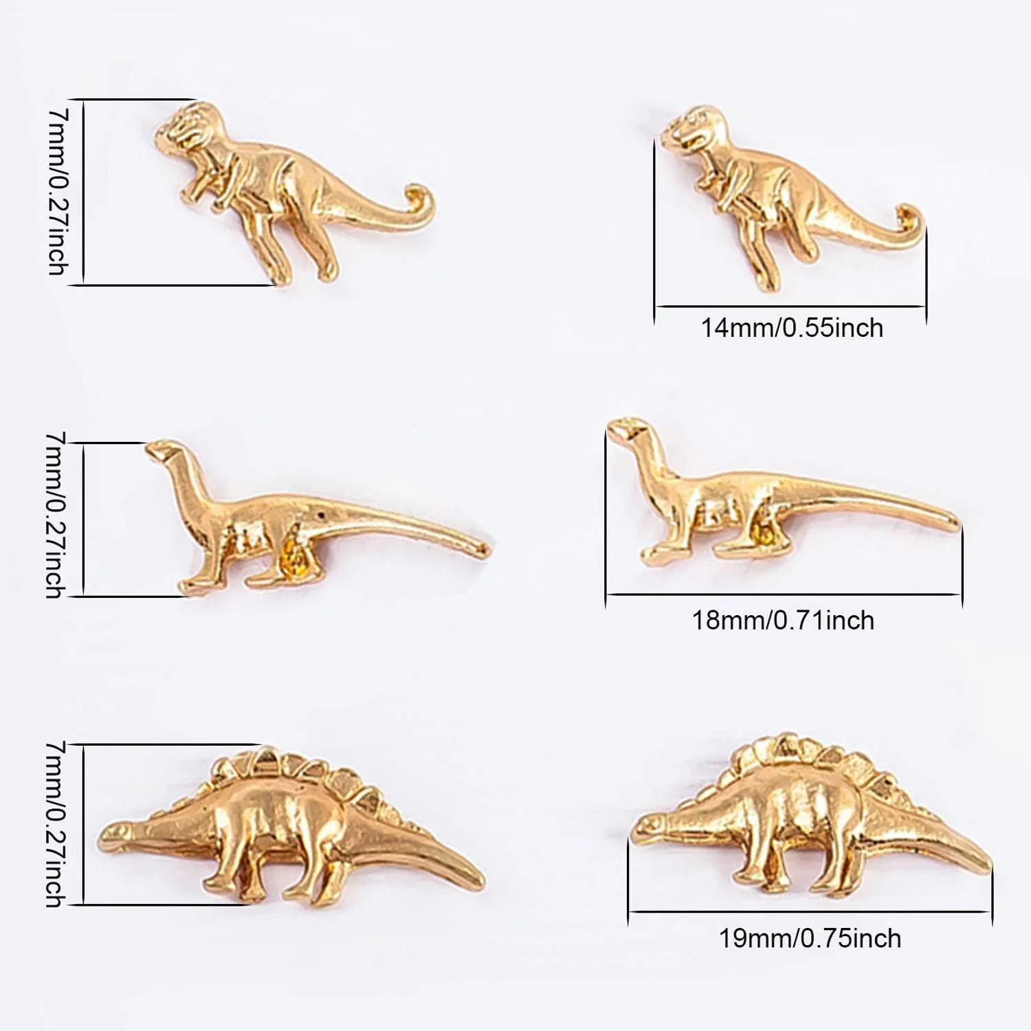 ANDPAI 3 Pairs Chic Charm Gold Metal Dinosaur Stud Earrings Sets Cute Tiny Silver Hypoallergenic Animal Earrings for Women