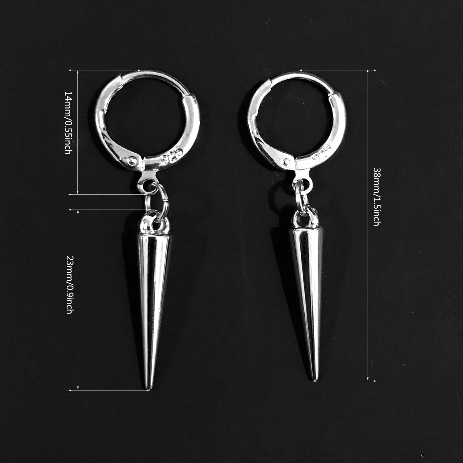 ANDPAI Chic Unique Personalized Punk Minimalist Spike Dangle Drop Hoop Earrings for Women Men Sterling Silver Hypoallergenic Charms Hoops Cuff Cartilage Geometric Huggie Earrings
