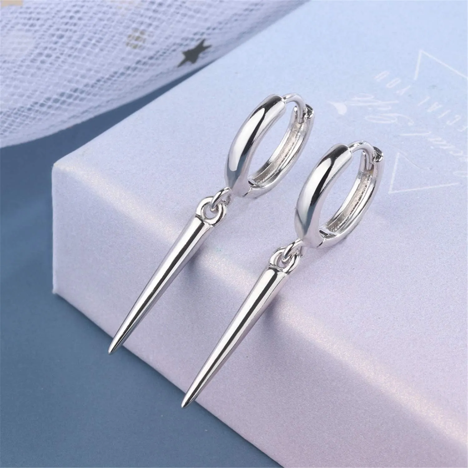 ANDPAI Chic Unique Personalized Punk Minimalist Spike Dangle Drop Hoop Earrings for Women Men Sterling Silver Hypoallergenic Charms Hoops Cuff Cartilage Geometric Huggie Earrings