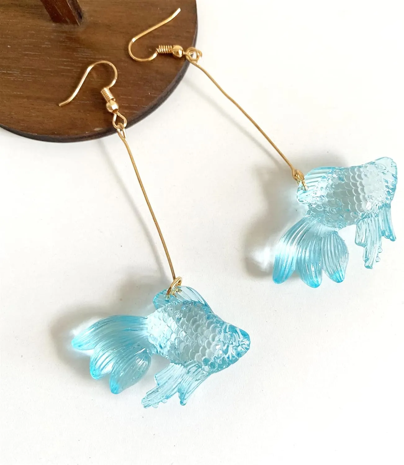 ANDPAI Funny Cute Long Transparent Resin Goldfish Dangle Drop Earrings Creative Chic Personalized Simulation Fish Earrings for Women Statement Jewelry Gifts