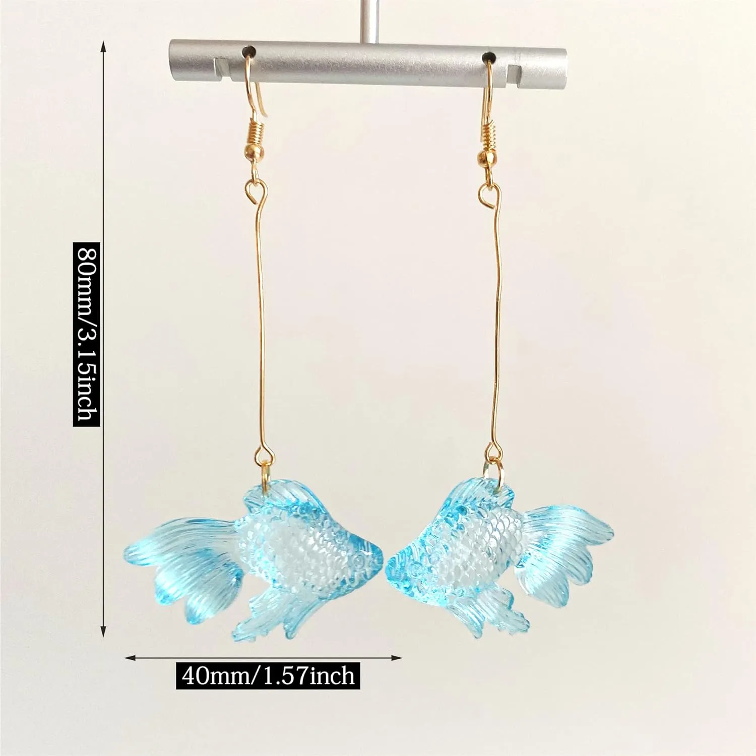 ANDPAI Funny Cute Long Transparent Resin Goldfish Dangle Drop Earrings Creative Chic Personalized Simulation Fish Earrings for Women Statement Jewelry Gifts