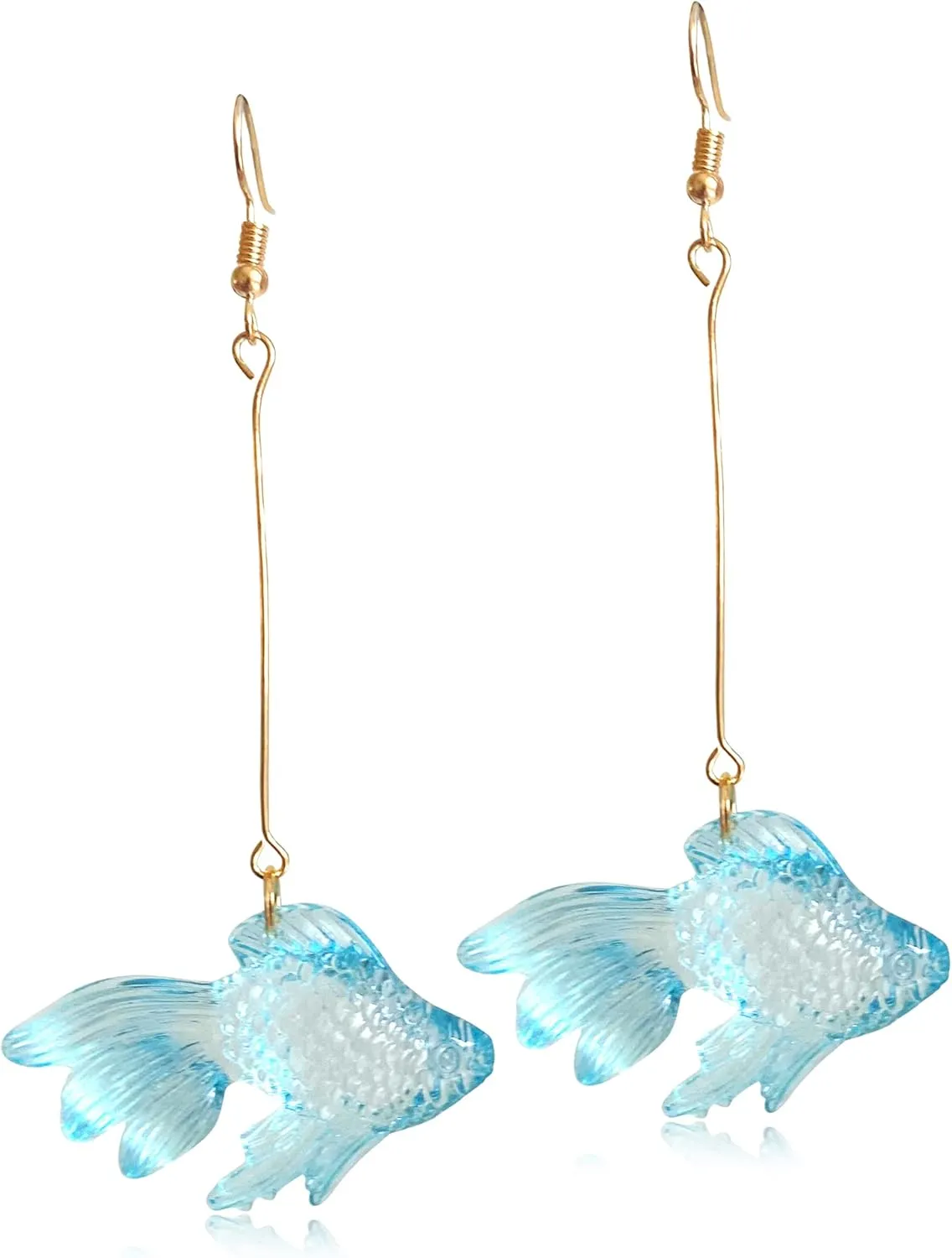 ANDPAI Funny Cute Long Transparent Resin Goldfish Dangle Drop Earrings Creative Chic Personalized Simulation Fish Earrings for Women Statement Jewelry Gifts