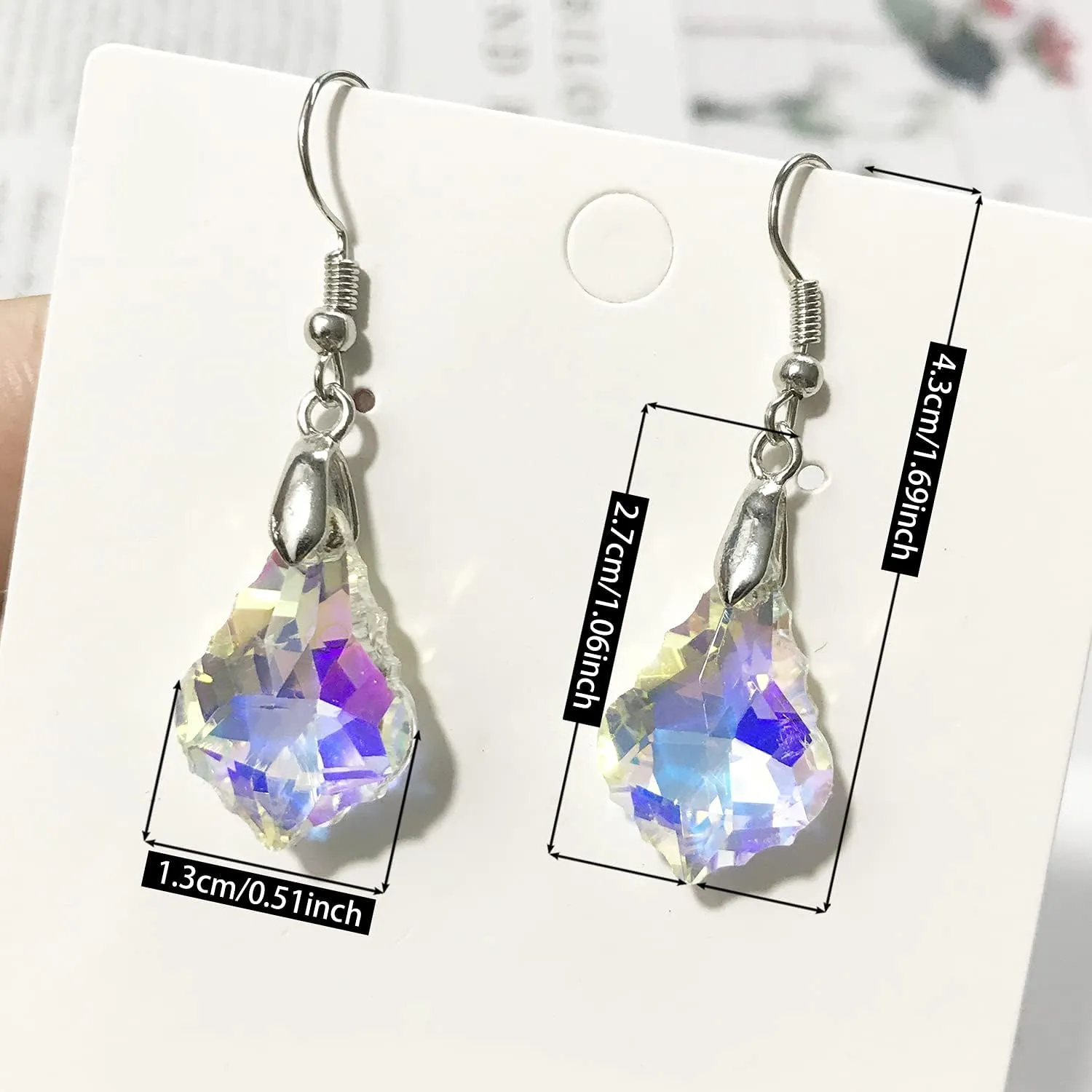 ANDPAI Unique Sparkly Multi-color Crystal Teardrop Dangle Drop Earrings Rainbow Crystal Geometry Earrings for Women Statement Chic Charm Jewelry Gifts