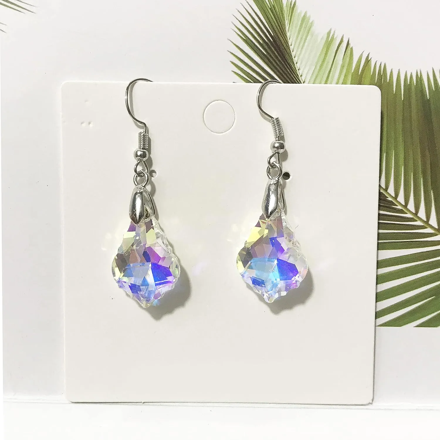 ANDPAI Unique Sparkly Multi-color Crystal Teardrop Dangle Drop Earrings Rainbow Crystal Geometry Earrings for Women Statement Chic Charm Jewelry Gifts