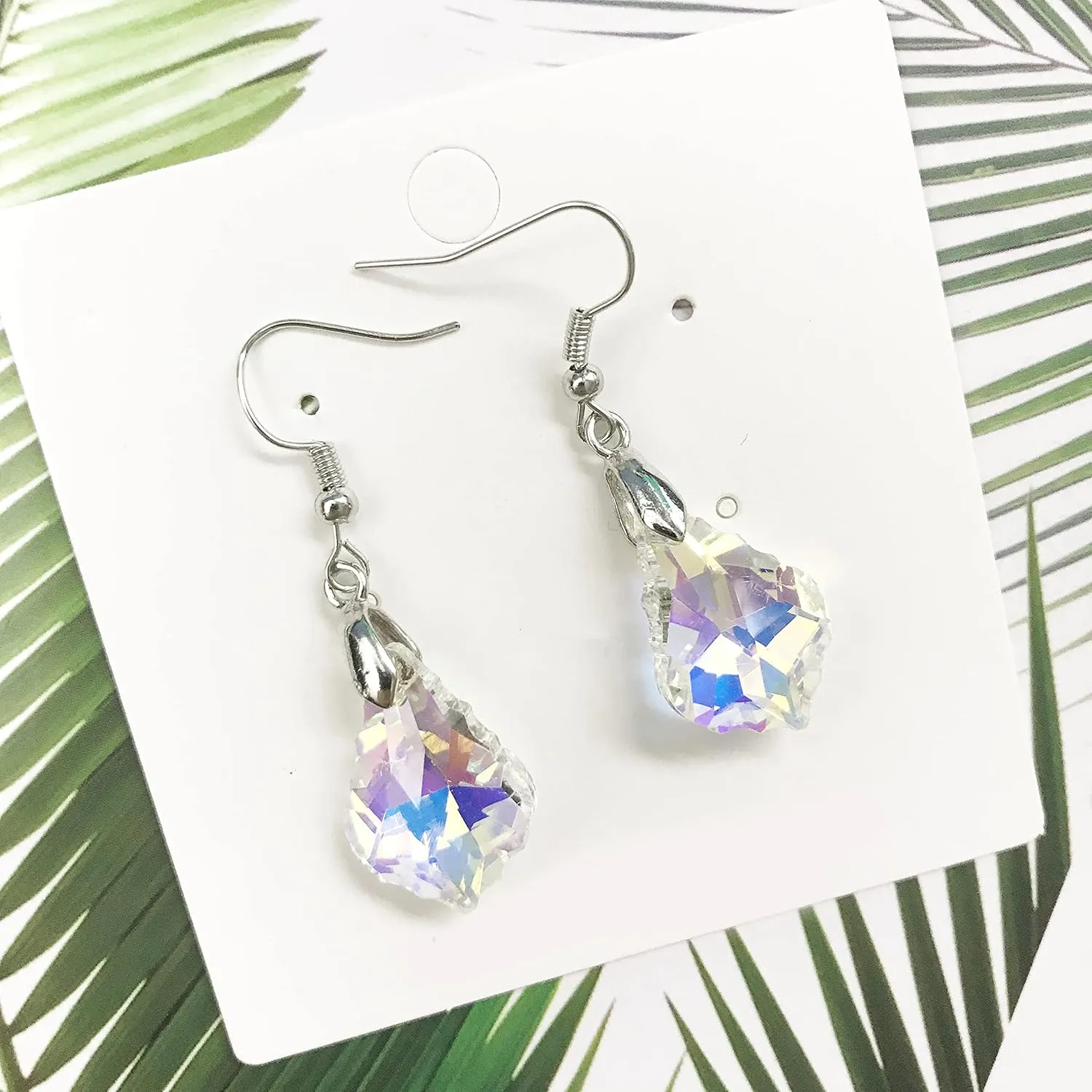 ANDPAI Unique Sparkly Multi-color Crystal Teardrop Dangle Drop Earrings Rainbow Crystal Geometry Earrings for Women Statement Chic Charm Jewelry Gifts