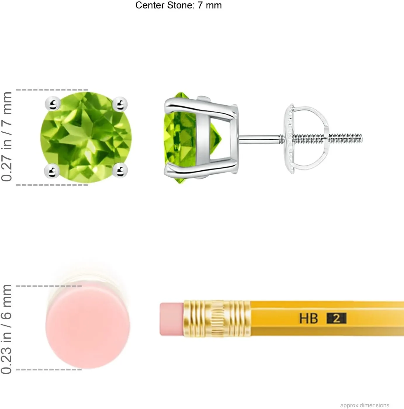 ANGARA Natural Basket-Set Round Peridot Stud in Silver / 14K Solid Gold/Platinum | August Birthstone, Birthday, Engagement, Anniversary, Wedding Jewelry Gift for Women